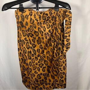 Vakko Brown Cheetah Animal Print Leather Pencil High Rise Skirt size 8 Vintage